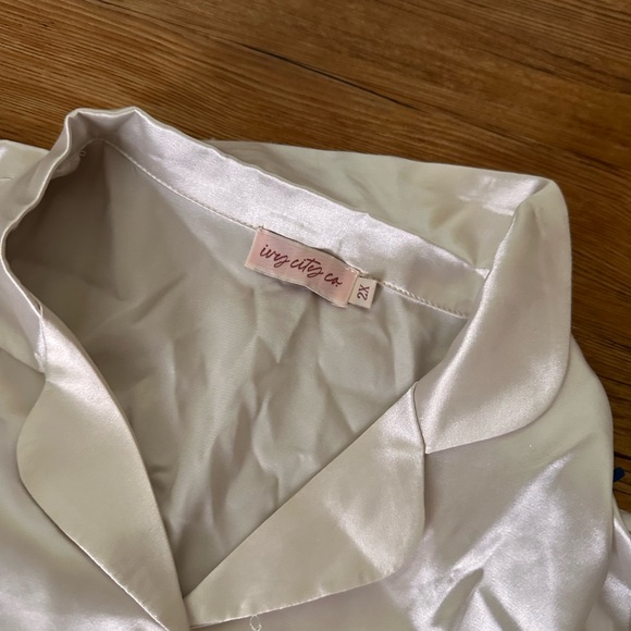 Ivy City Co White Satin Feather-Trim Pajama Set - Picture 4 of 7